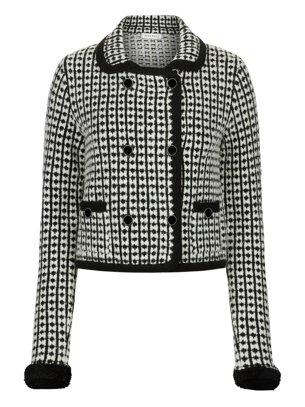 Nina Ricci tweed-effect double-breasted jacket Zwart