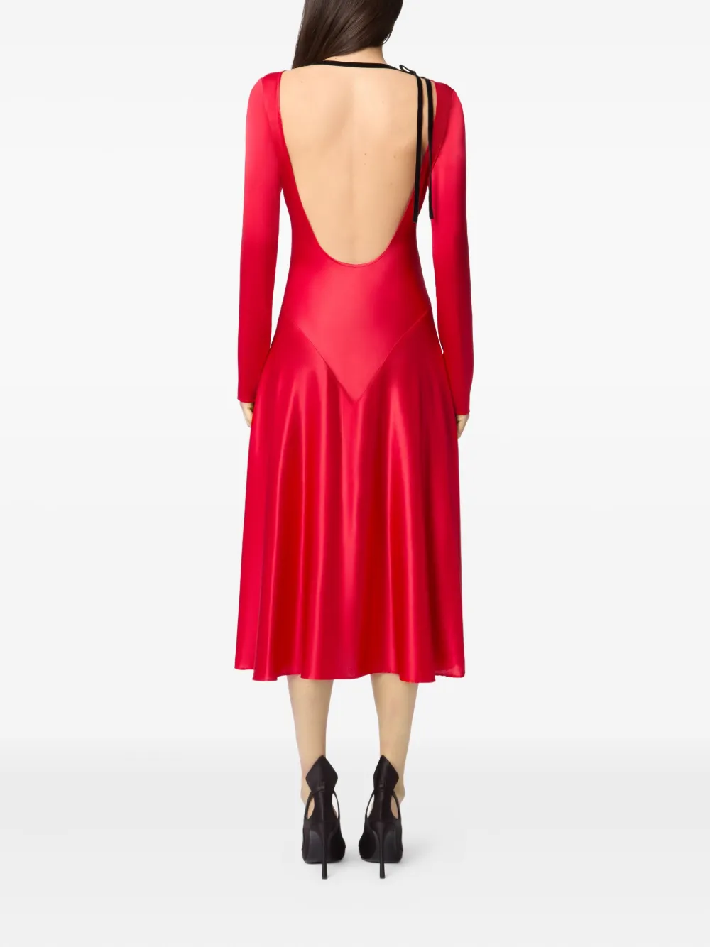 Nina Ricci Satijnen midi-jurk met open rug Rood