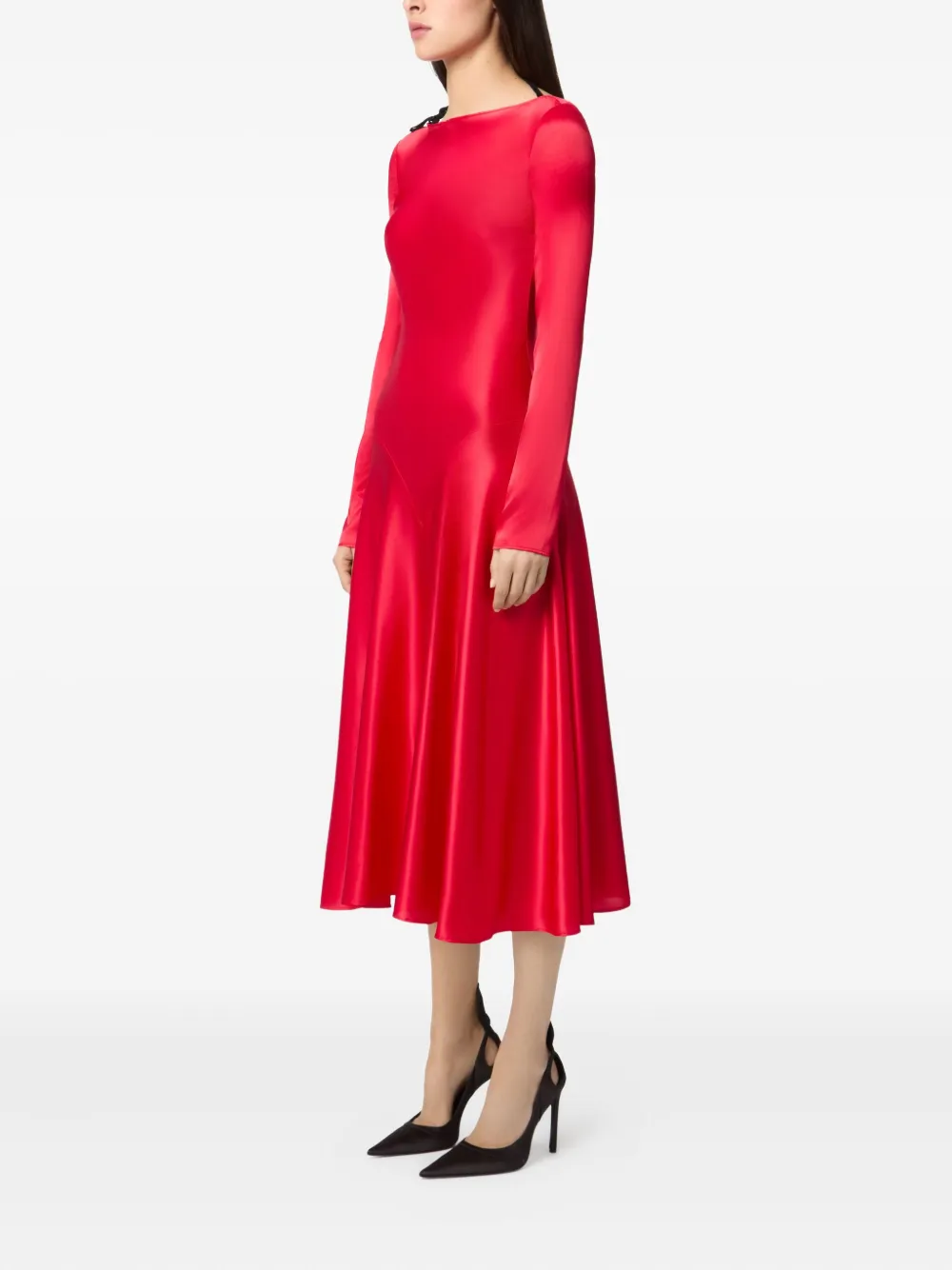 Nina Ricci Satijnen midi-jurk met open rug - Rood