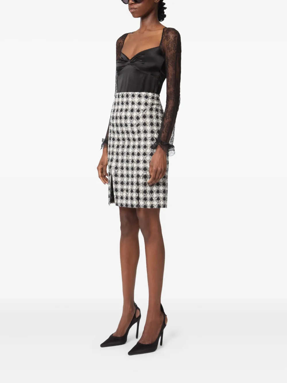 Nina Ricci wool slited mini skirt Zwart