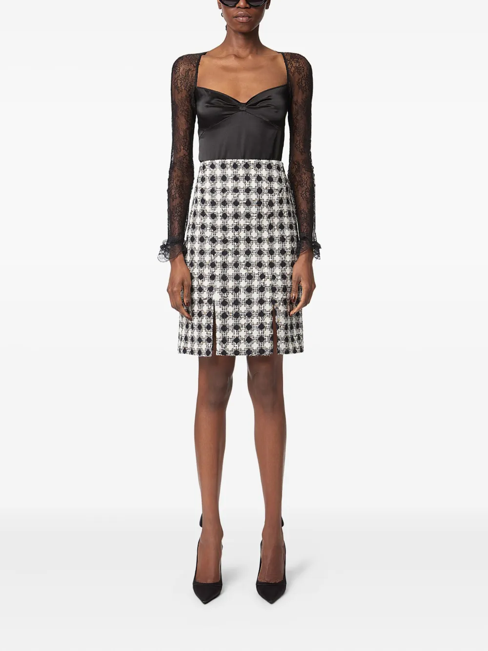 Nina Ricci wool slited mini skirt Zwart