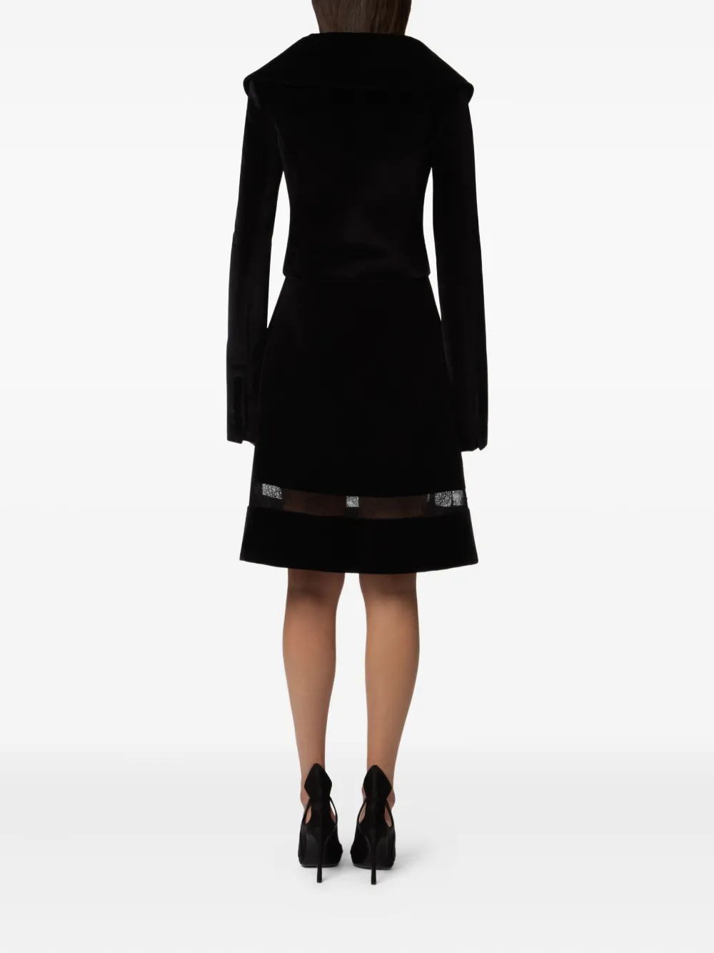 Nina Ricci Fluwelen mini-rok met kanten vlakken Zwart