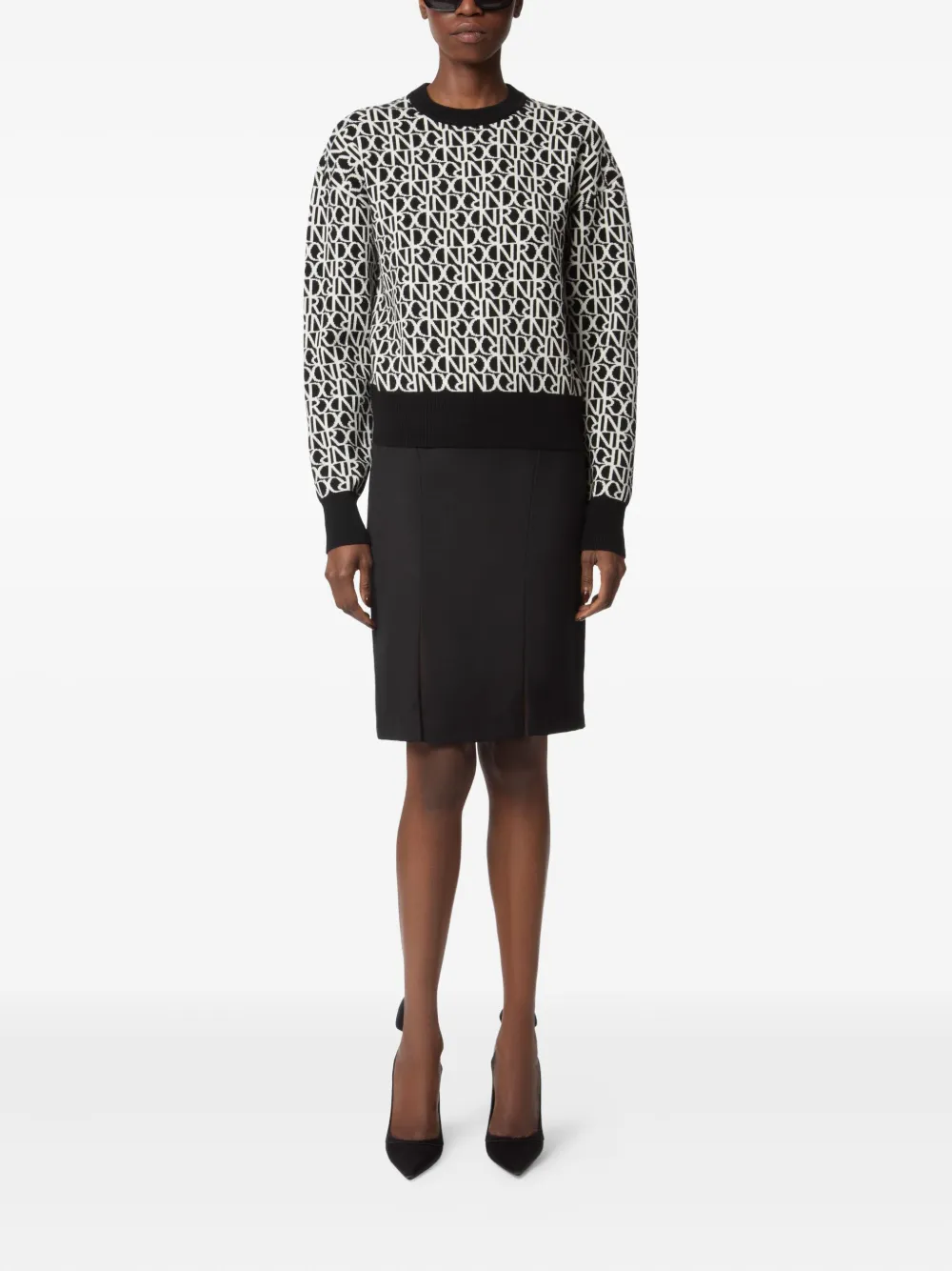 Nina Ricci monogram wool sweater Zwart