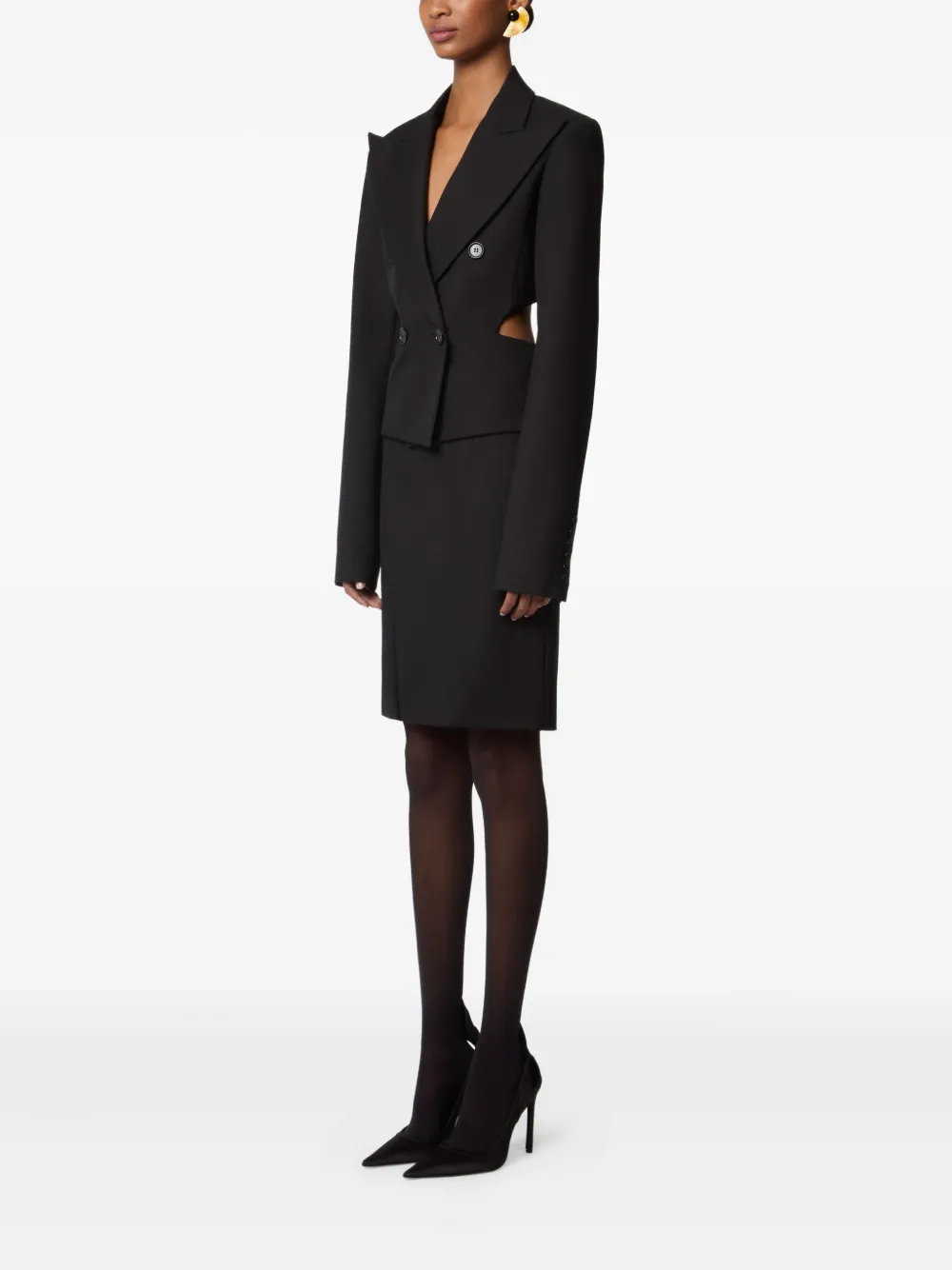 Nina Ricci slit wool mini skirt Zwart