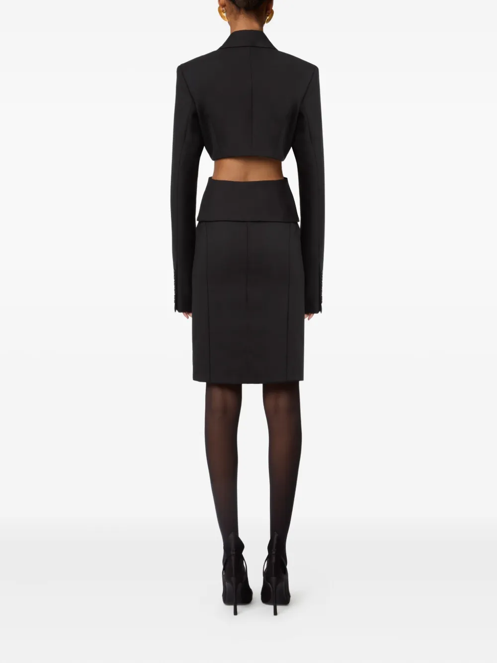 Nina Ricci slit wool mini skirt Zwart