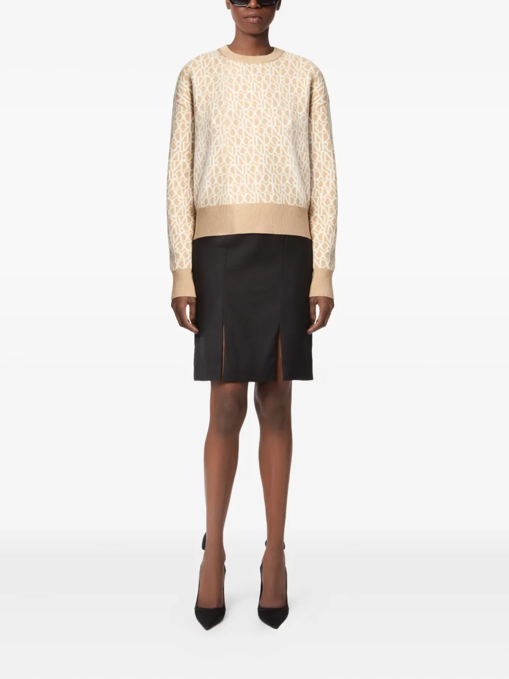Nina Ricci monogram wool sweater Beige
