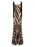 Nina Ricci zebra-print velvet-bow maxi dress - Brown