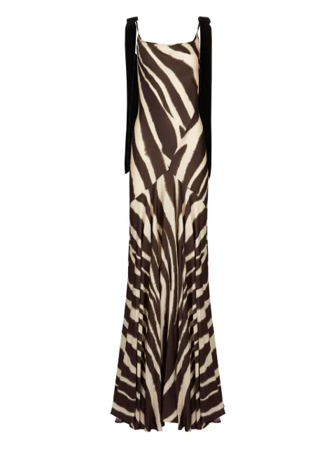 Nina Ricci zebra-print velvet-bow maxi dress