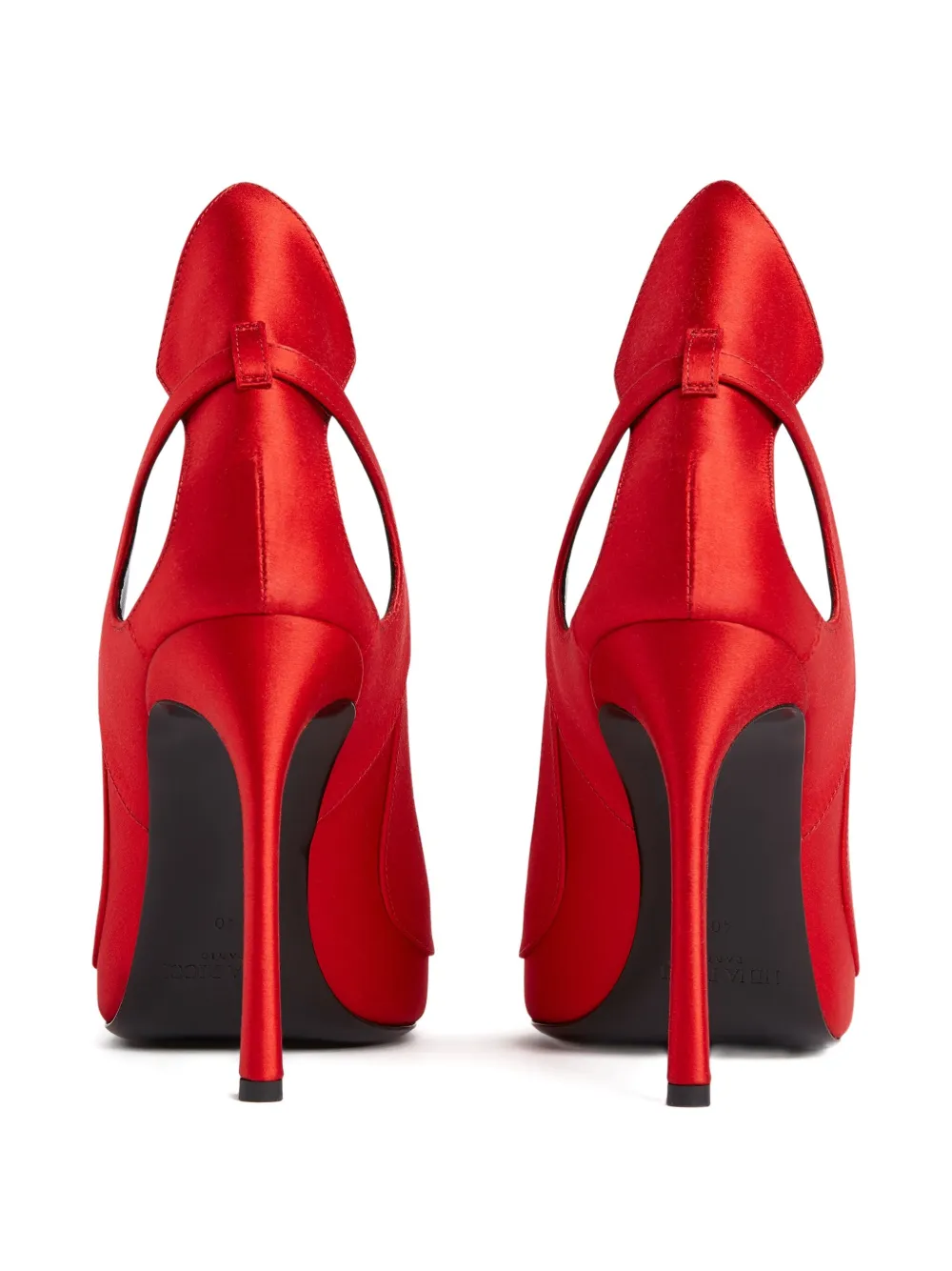 Nina Ricci 105mm satin cut-out pumps Red