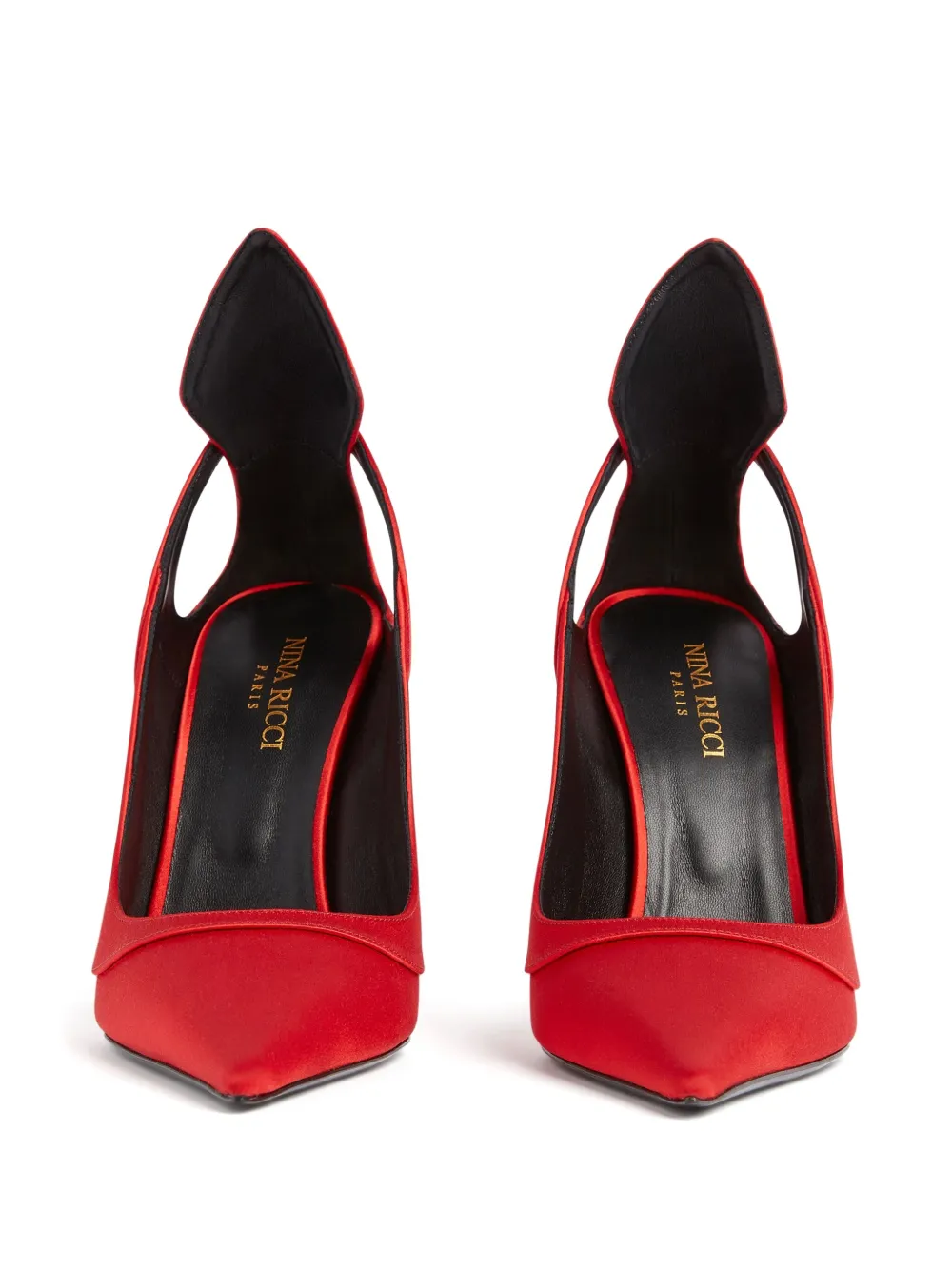 Nina Ricci 105mm satin cut-out pumps Red