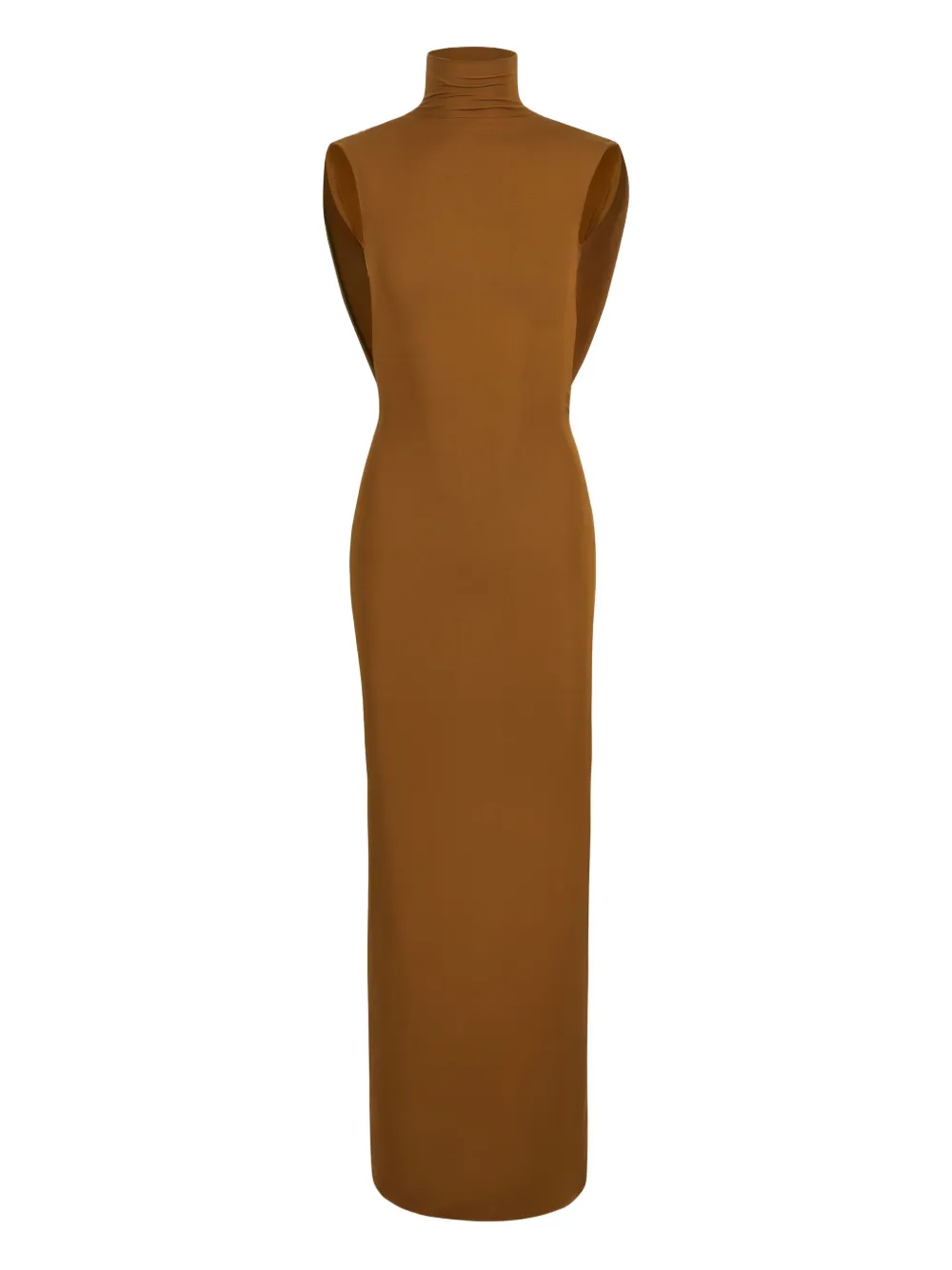 draped turtleneck maxi dress