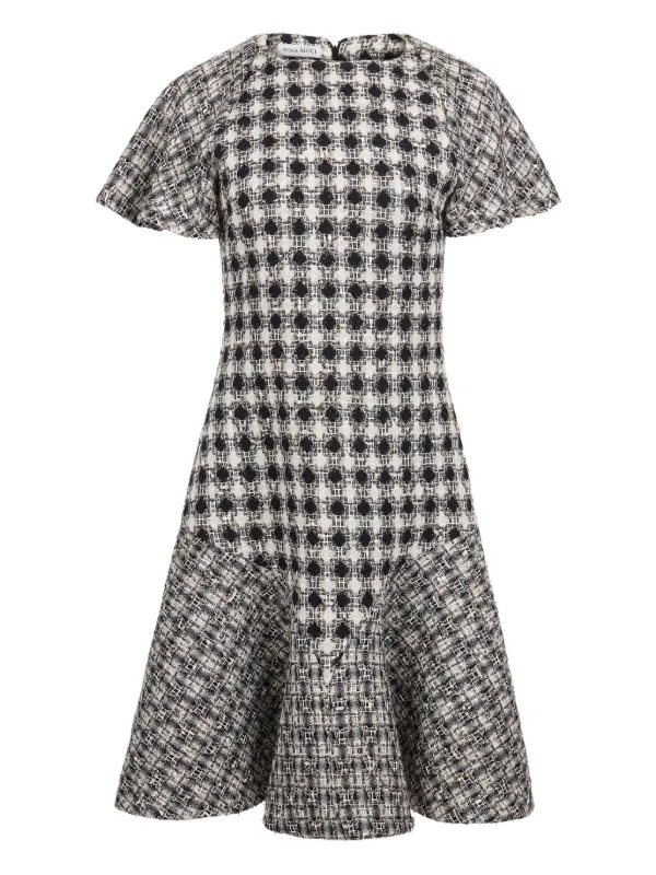 Nina Ricci Tweed flared-hem Mini Dress | Black | FARFETCH
