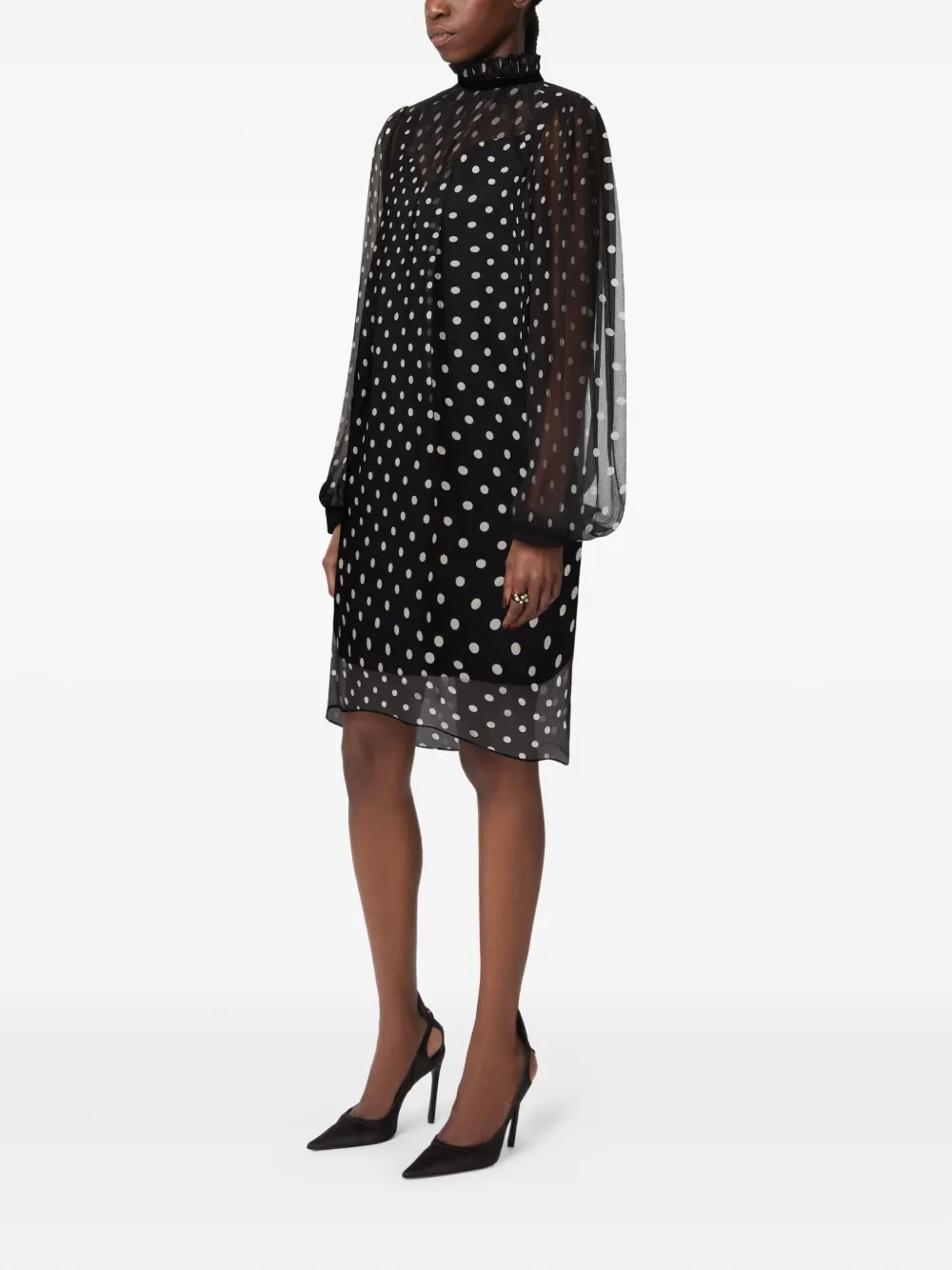 Nina Ricci polka-dot ruffled mini dress Zwart