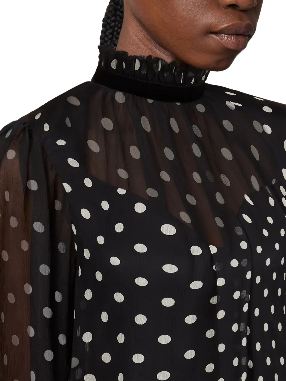 Nina Ricci polka-dot ruffled mini dress Zwart