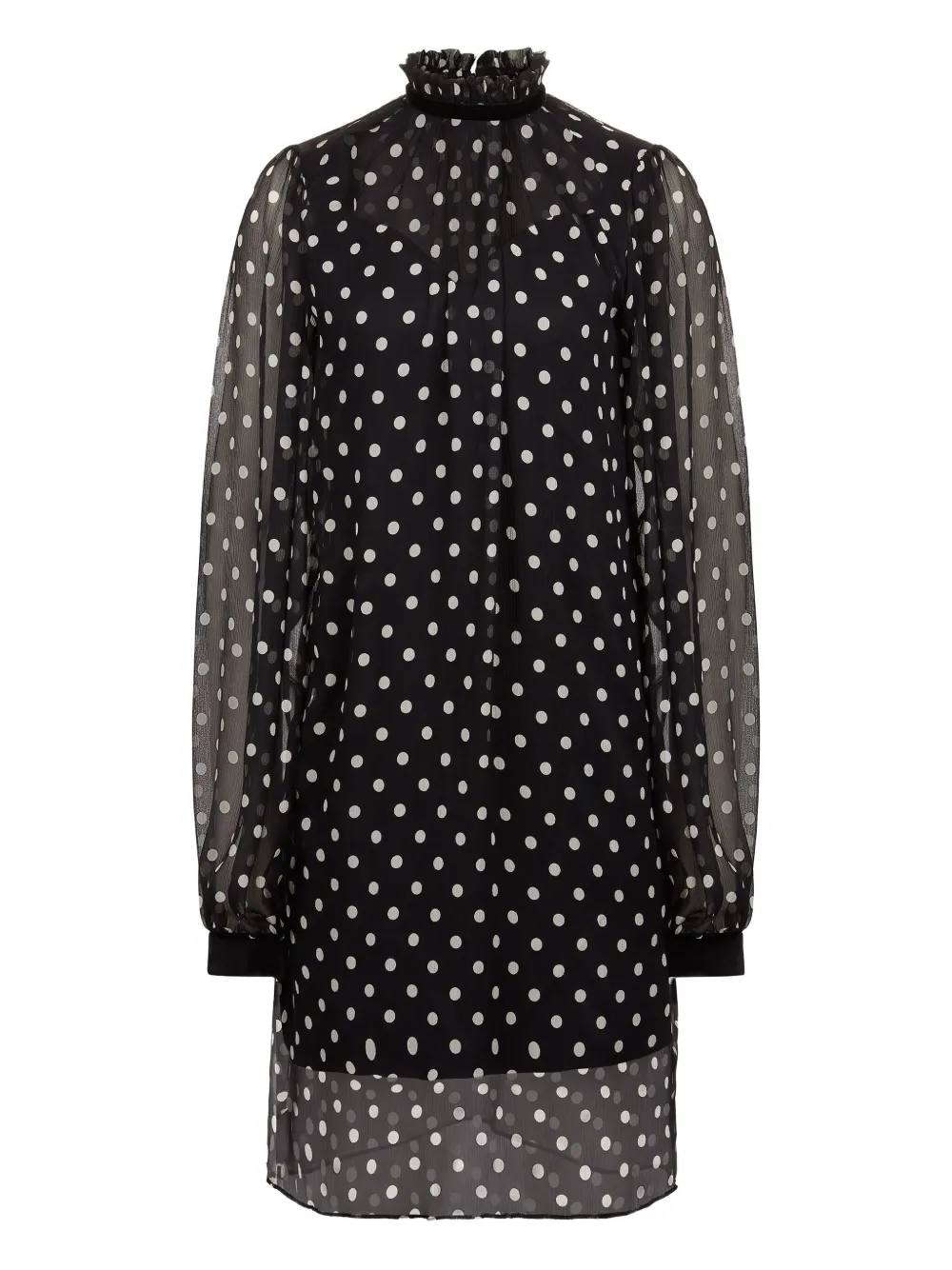 Nina Ricci polka-dot ruffled mini dress Zwart
