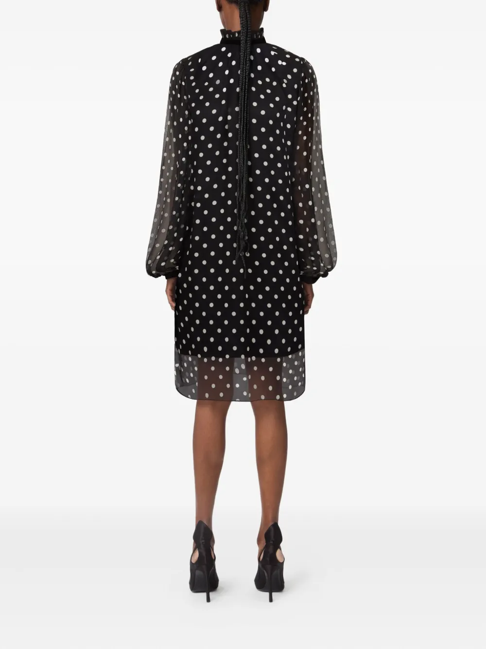 Nina Ricci polka-dot ruffled mini dress Zwart