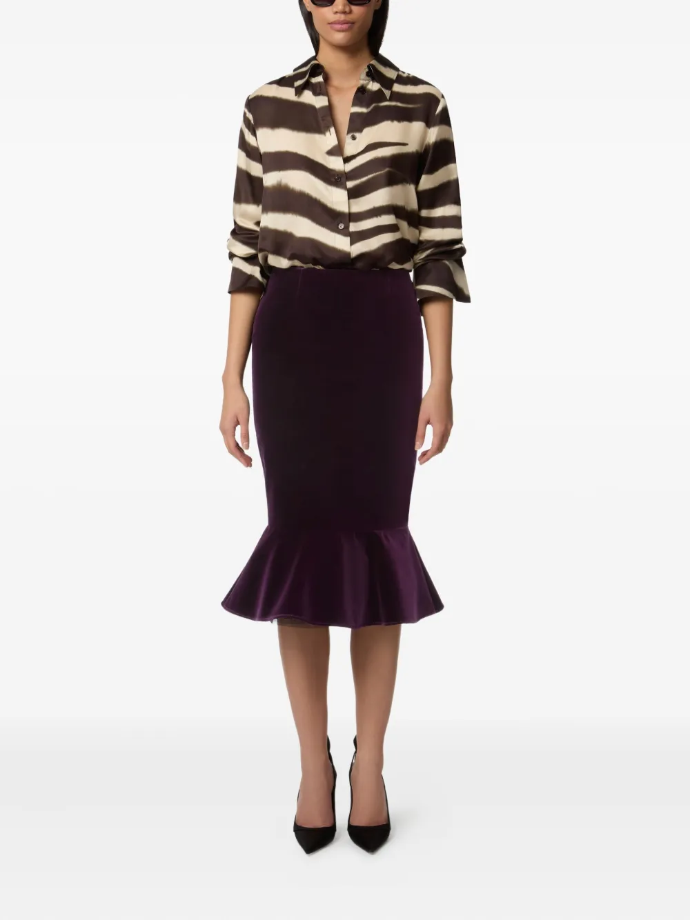 Nina Ricci Blouse met zebraprint en klokmouwen - Bruin