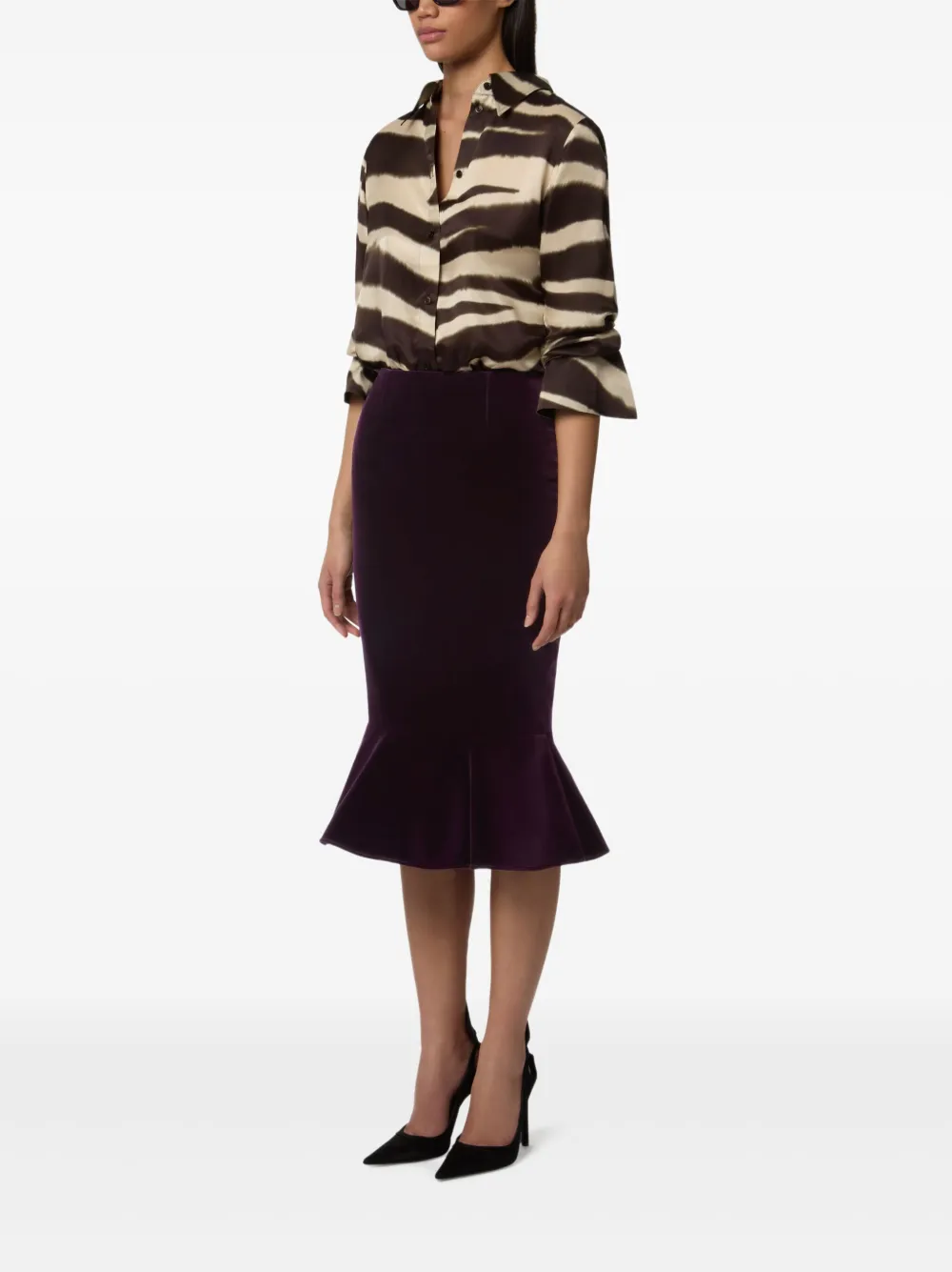 Nina Ricci Blouse met zebraprint en klokmouwen Bruin