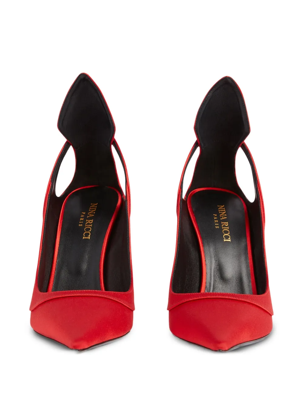 Nina Ricci satin cut-out pumps Red