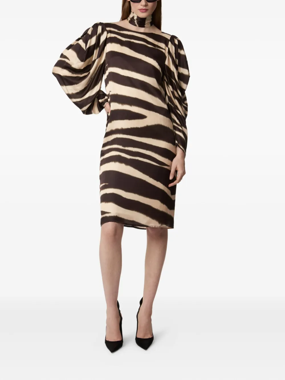 Nina Ricci Midi-jurk met zebraprint - Bruin