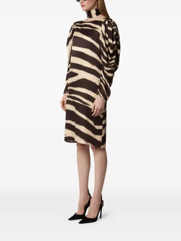 Nina Ricci zebra-print Midi Dress | Brown | FARFETCH Nina Ricci zebra-print Midi Dress | Brown | FARFETCH