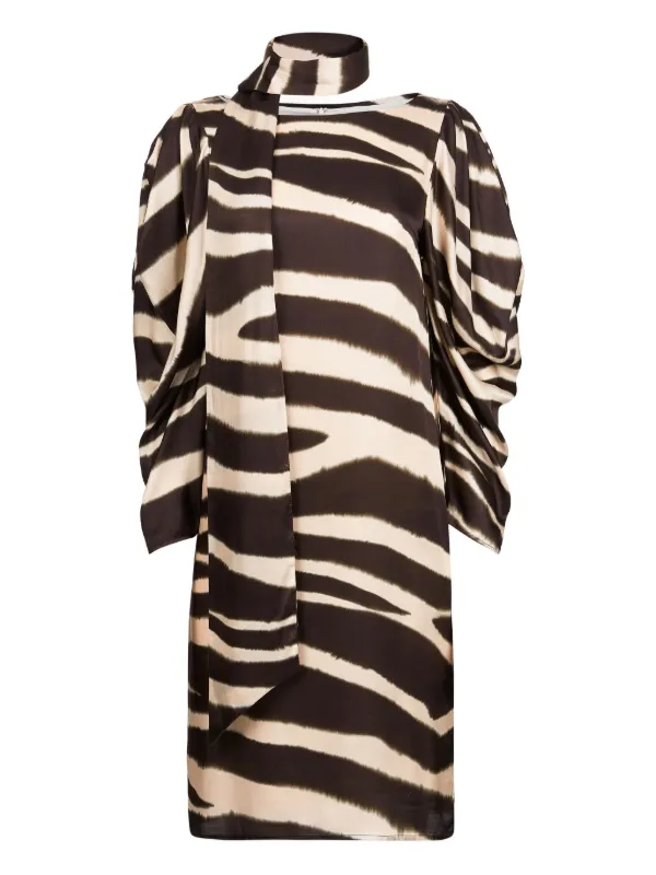 Nina Ricci Zebra-print Midi Dress in Brown