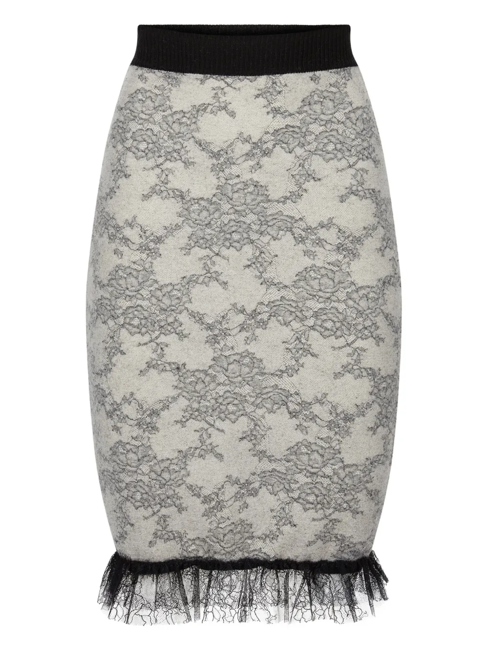 Nina Ricci Lace-pattern Midi Skirt In Gray
