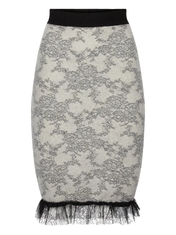 Nina Ricci lace-pattern Midi Skirt Grey FARFETCH IN