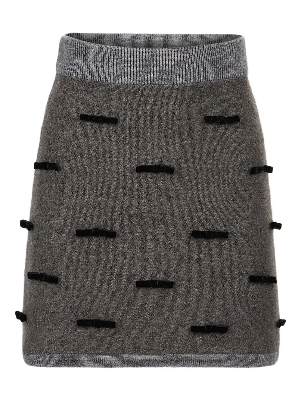 Nina Ricci bow-embellished knitted mini skirt Grijs