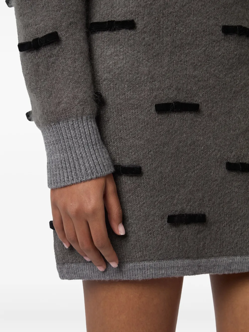 Nina Ricci bow-embellished knitted mini skirt Grijs