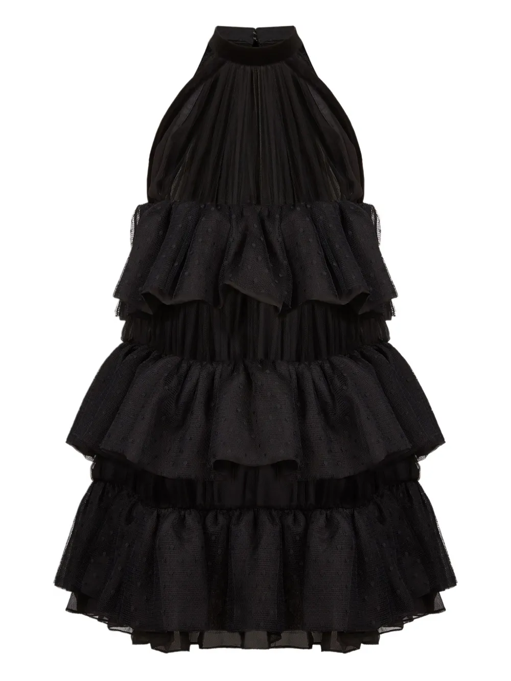 Nina Ricci Halterneck Tiered Mini Dress In Black
