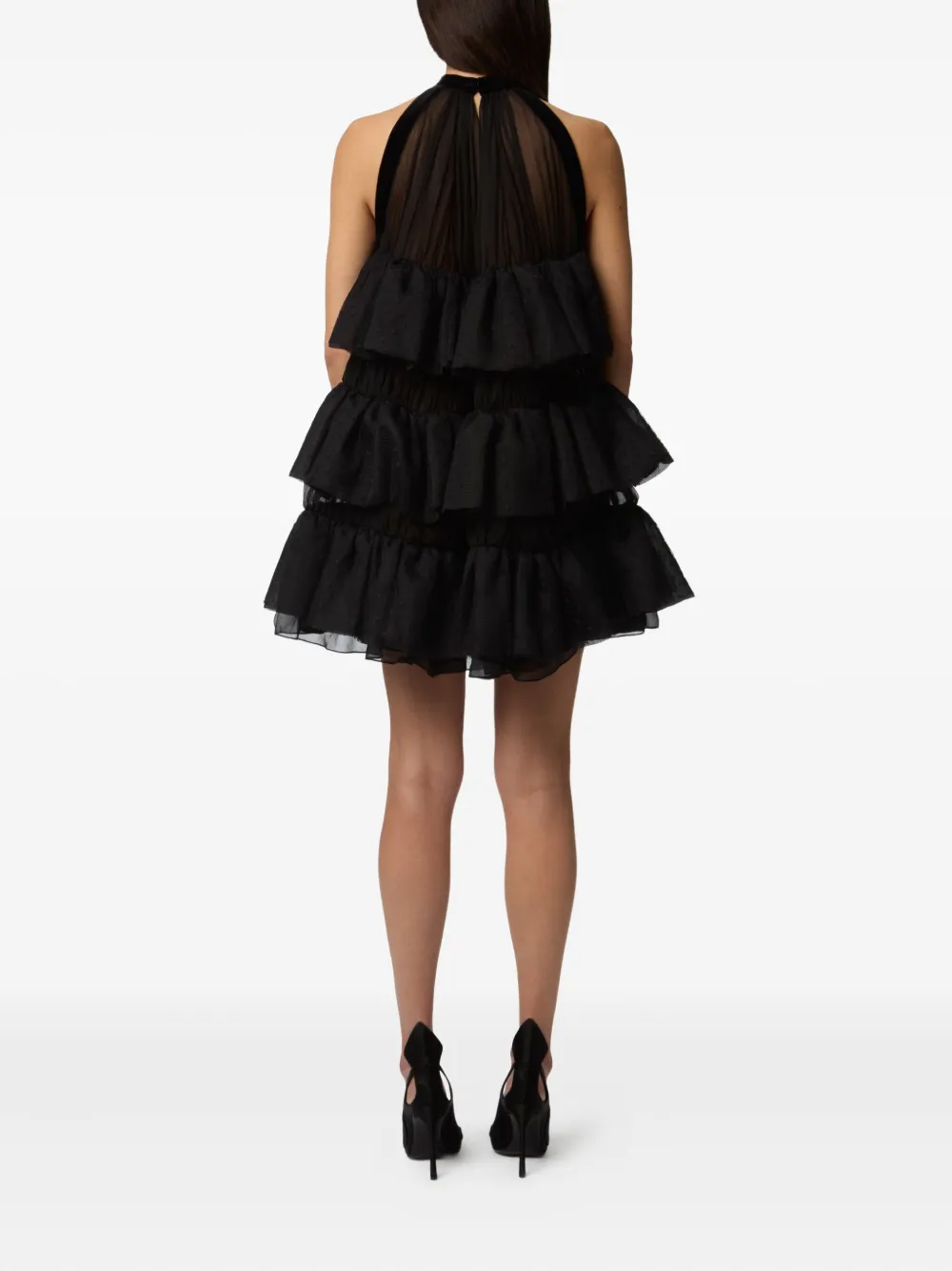Nina Ricci Gelaagde mini-jurk met halternek Zwart