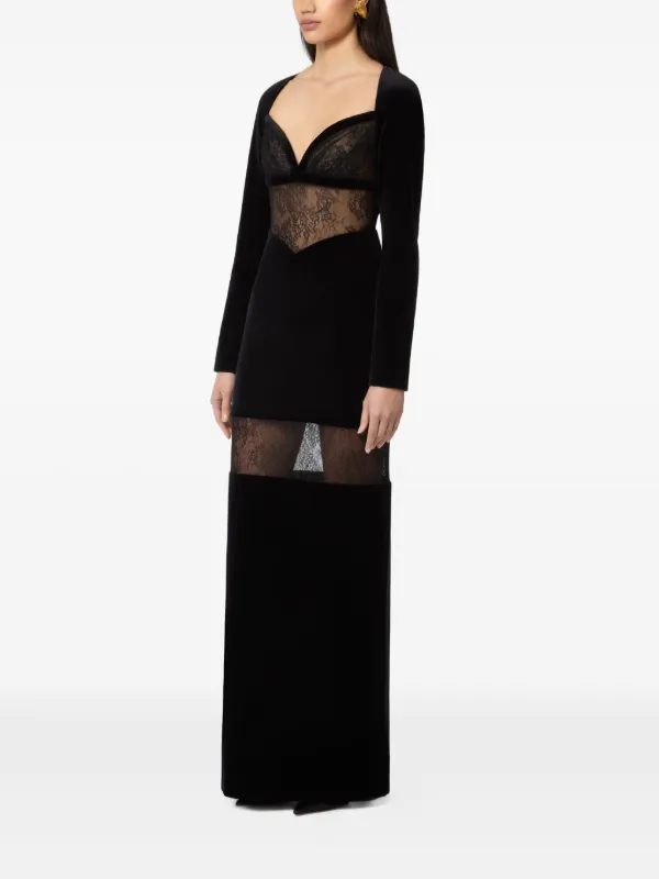 chinese dress ladies NINA RICCI V NECK RUFFLE LACE DRESS BLACK NEW SEASON PARLOUR X SYDNEY –  Parlour X main image 0
