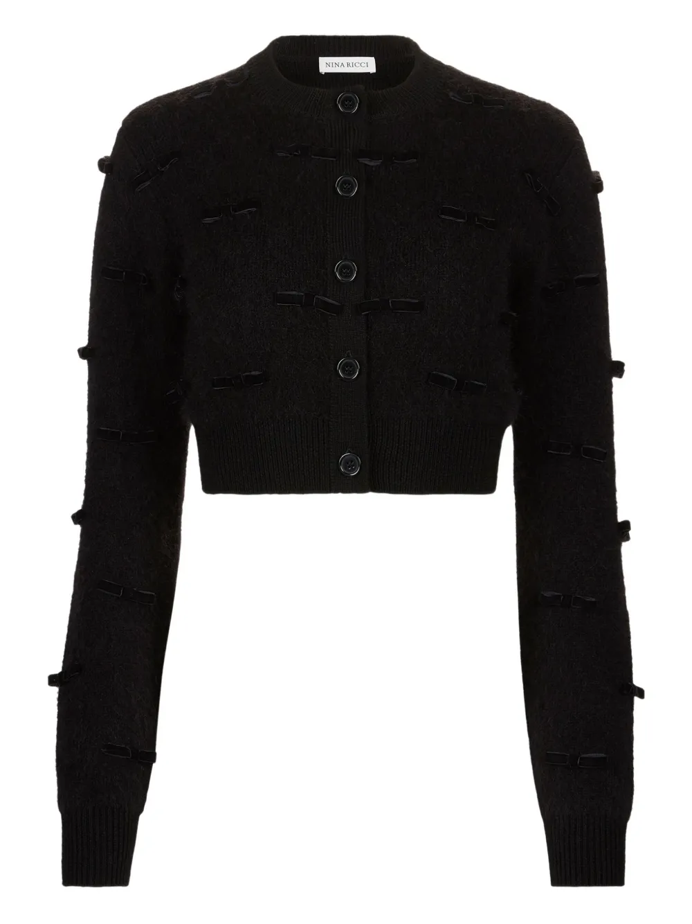 Nina Ricci bow-embellished mohair cardigan Zwart