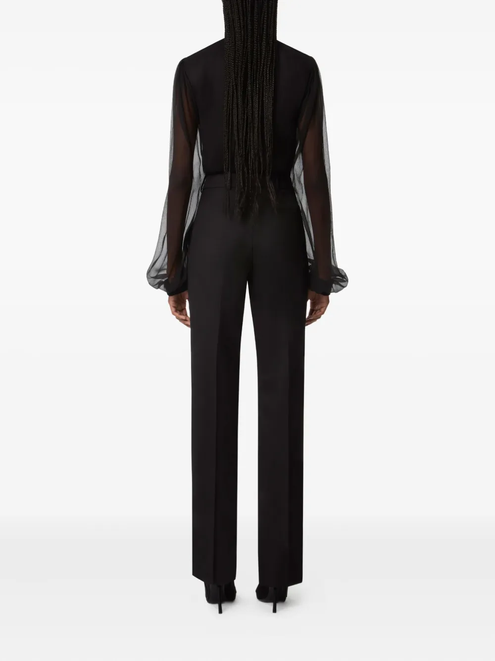 Nina Ricci high-neck ruffled top Zwart
