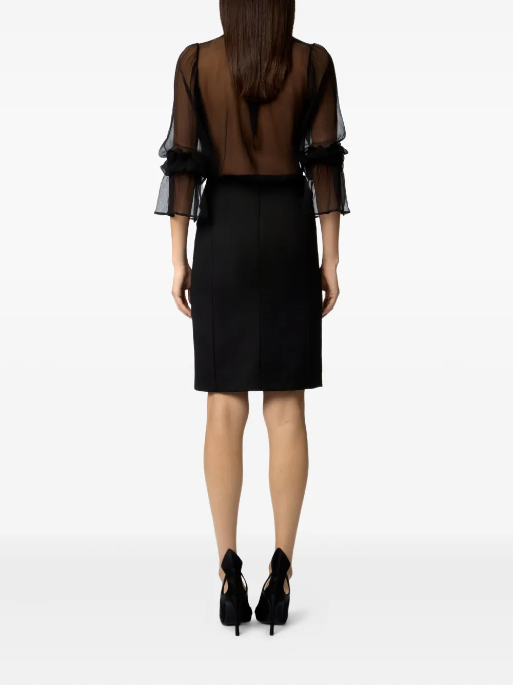 Nina Ricci sheer silk top Zwart