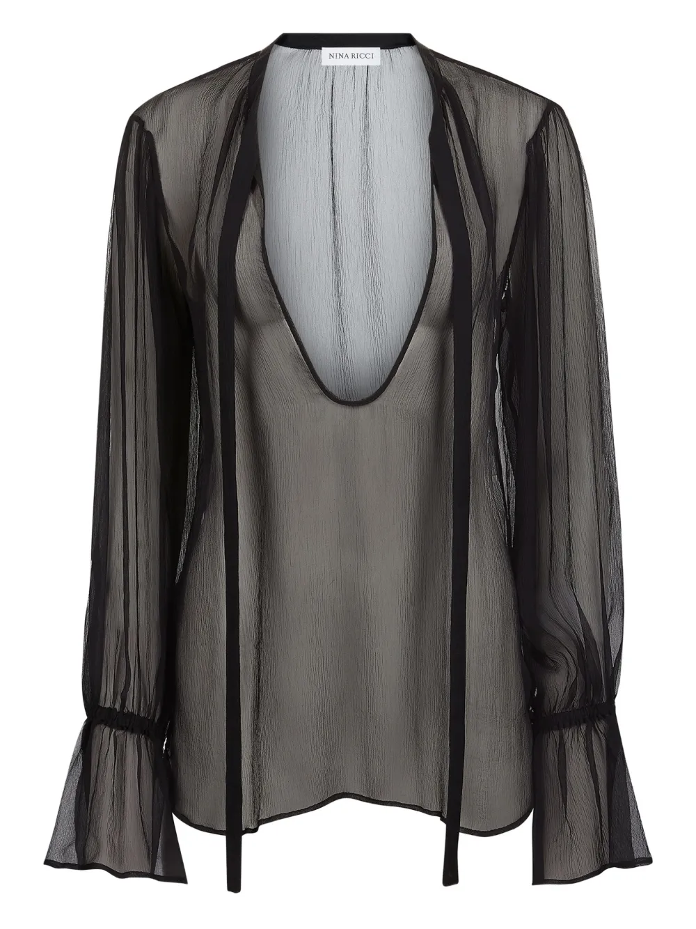 Nina Ricci Top in seta semi trasparente - Nero