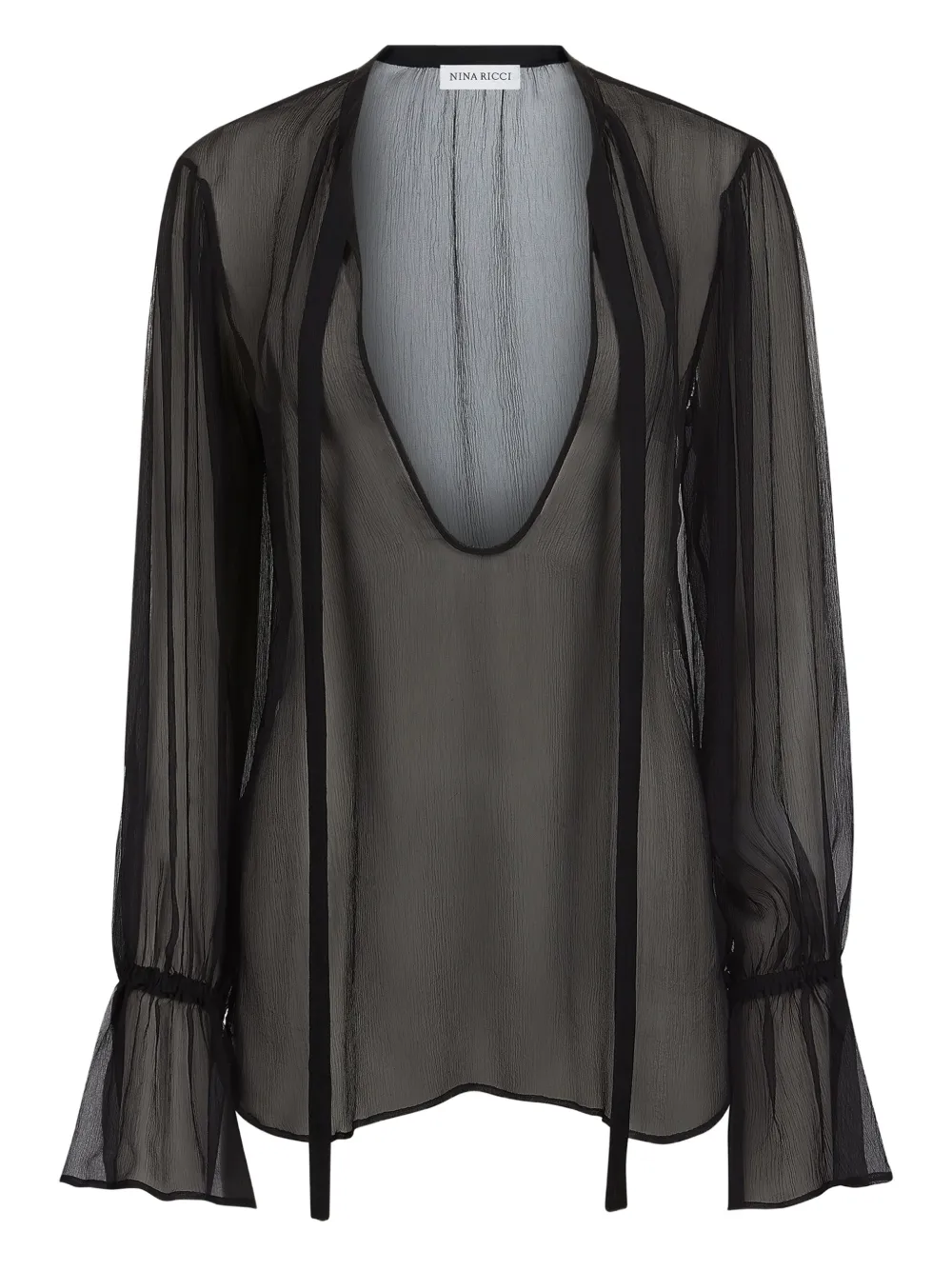 Nina Ricci sheer silk top Zwart