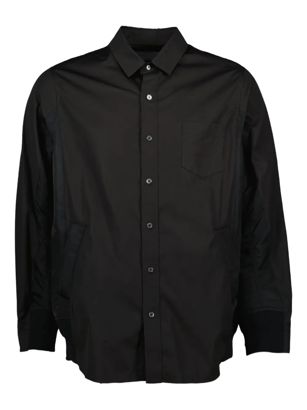 Sacai Popeline nylon overhemd Zwart