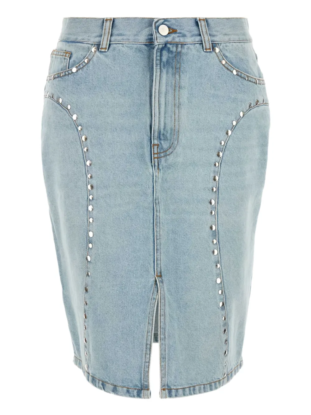 Luna stud-embellished denim skirt