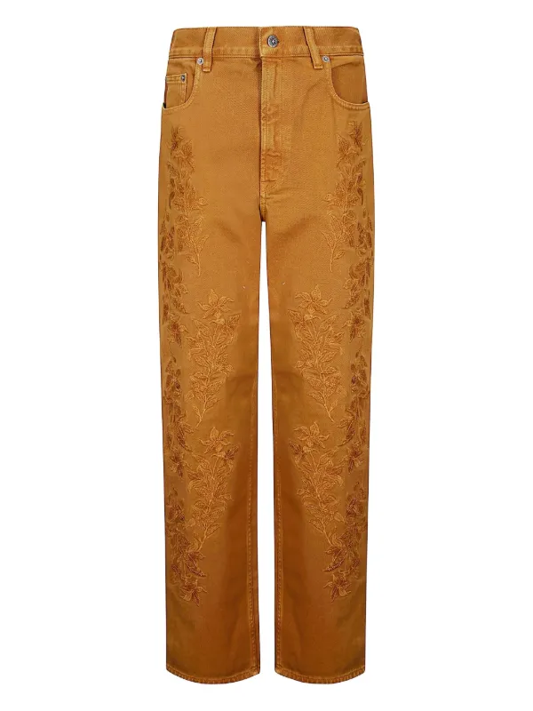 Golden Goose Kim Floral-embroidered Trousers in Brown