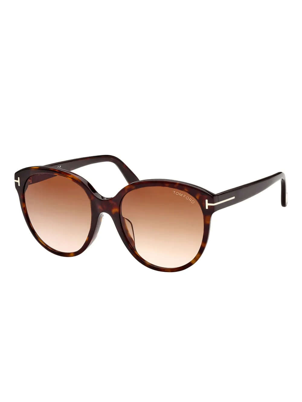 TOM FORD Eyewear Zonnebril met rond montuur en schildpadschild design Bruin