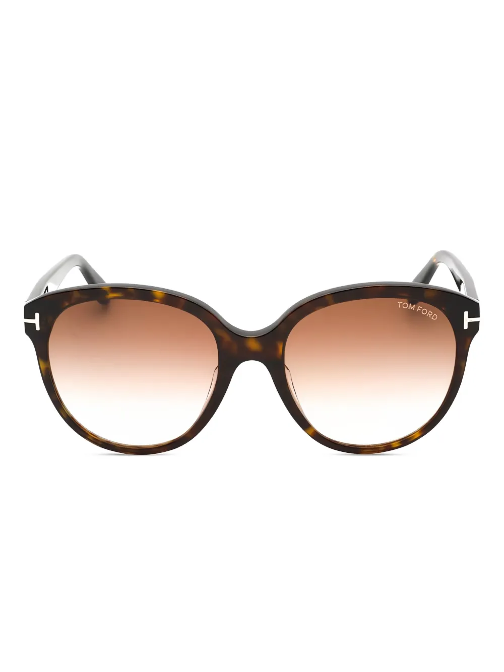 TOM FORD Eyewear Zonnebril met rond montuur en schildpadschild design Bruin