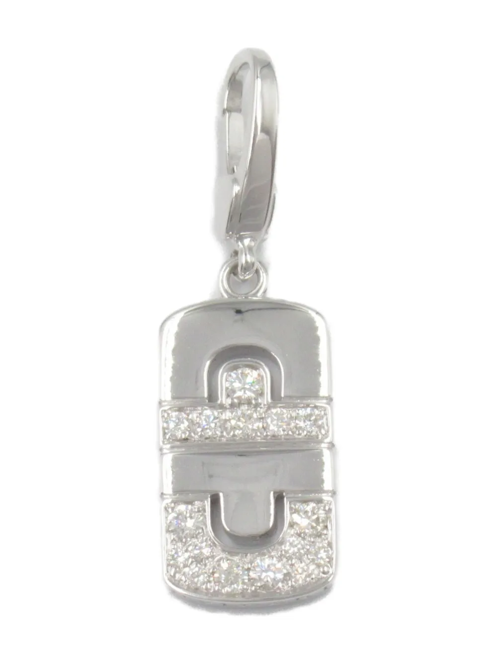 Bvlgari Pre-Owned 2010s 18K white gold Parentesi diamond charm pendant Bvlgari Pre-Owned 2010s 18K white gold Parentesi diamond charm pendant
