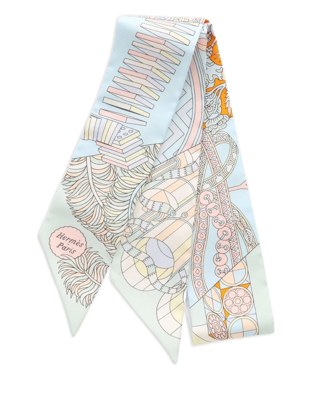 Hermès Pre-Owned 2020s De l'Ombrelle aux Duels silk scarf | Blue | Image 1