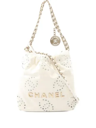 CHANEL Pre-Owned 2021 Chanel 22 Mini Chain Leather Bag | White