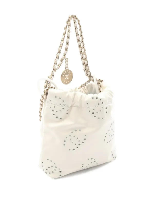 CHANEL Pre-Owned 2021 Chanel 22 Mini Chain Leather Bag | White