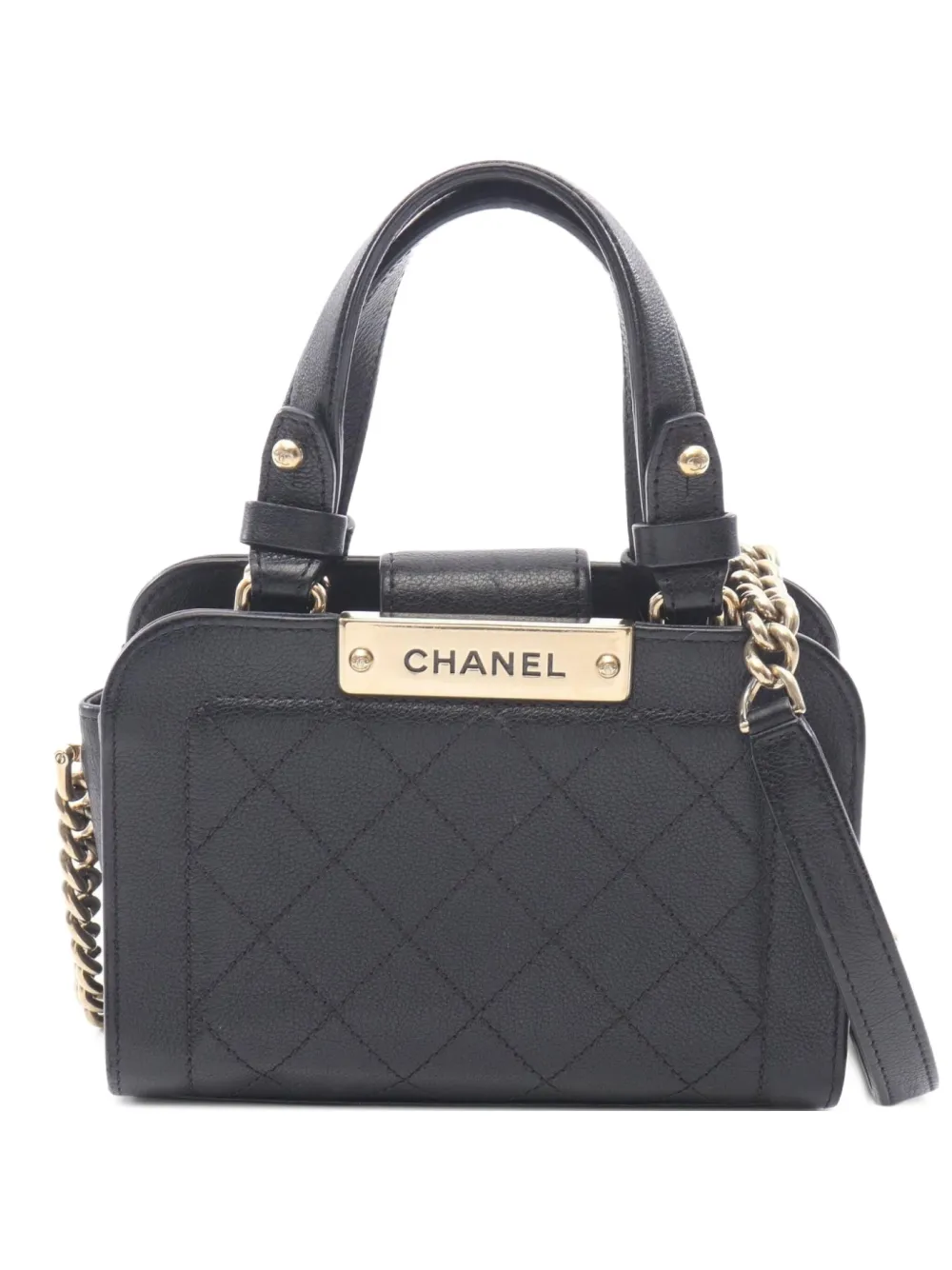 CHANEL Pre-Owned 2016-2017 mini diamond-quilting tote bag - ブラック CHANEL Pre-Owned 2016-2017 mini diamond-quilting tote bag - ブラック