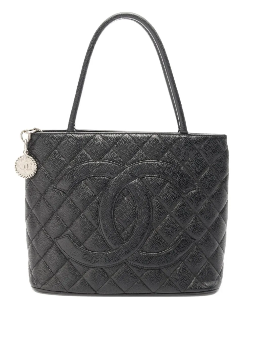 CHANEL Pre-Owned 2000s メダリオン レザーハンドバッグ - ブラック CHANEL Pre-Owned 2000s メダリオン レザーハンドバッグ - ブラック