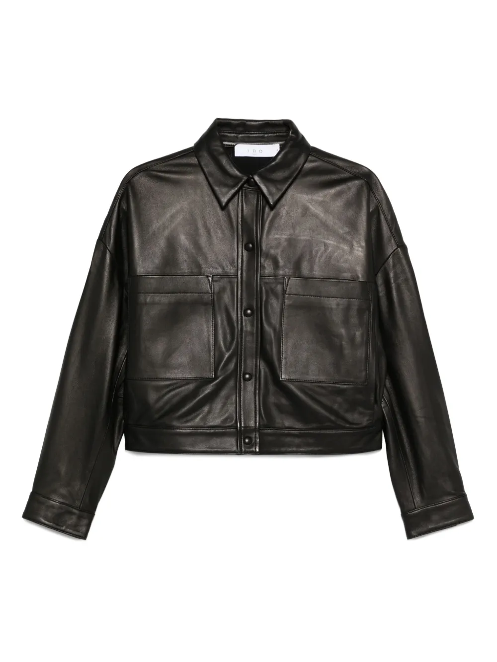 IRO button-fastening patch-pocket leather jacket Zwart